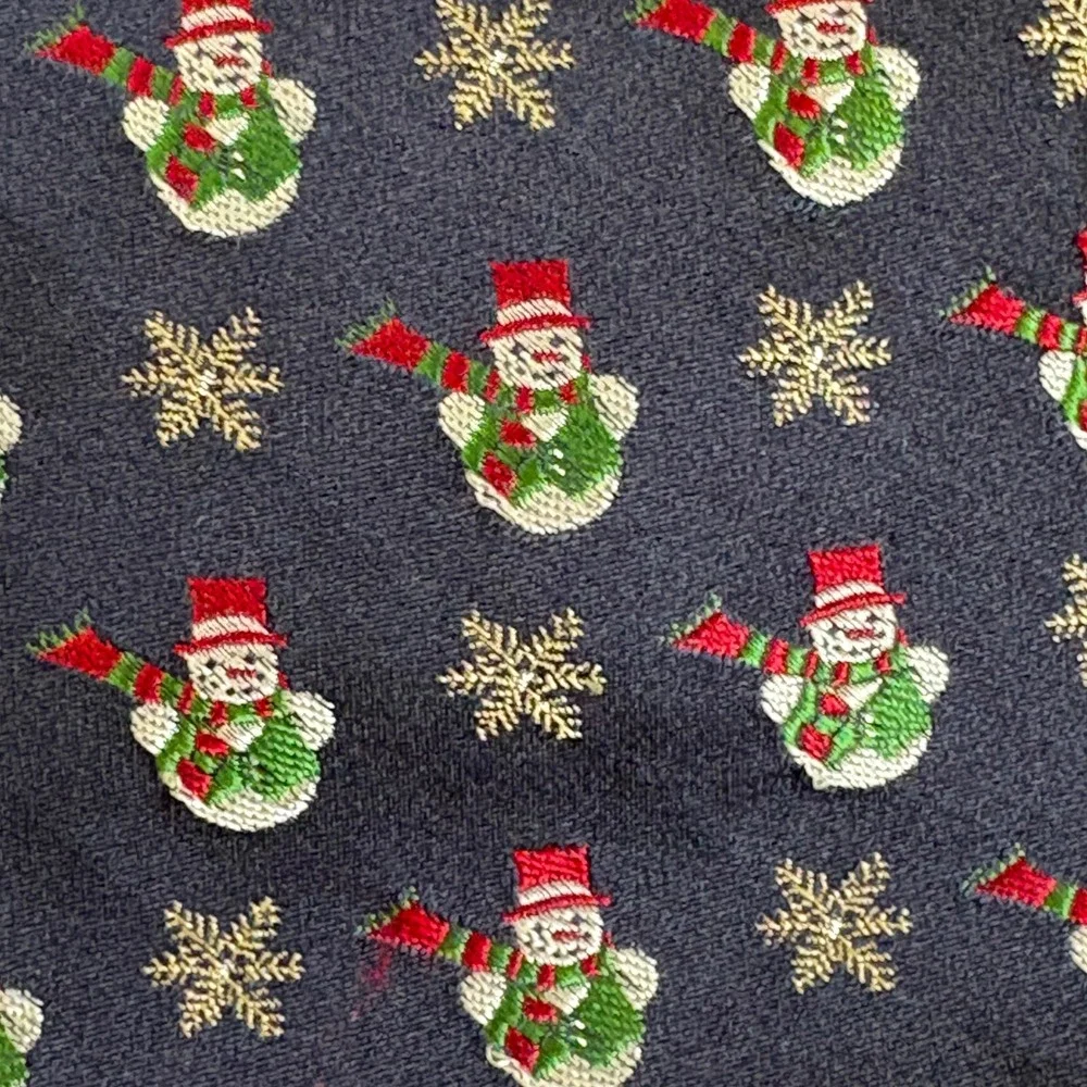 IZOD Mens Christmas Snowman Snowflake Necktie Navy Blue 100%‎ Silk